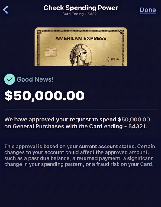 AMEX GOLD CARD Authorized User (SPENDABLE CARD)
